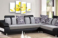 LR Floral Rose Orchid Wall Art Picture Yellow White Flower Framed Canvas Split Print Ready to Hang
