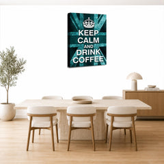 LR Keep Calm Wall Art Picture – Teal & White Typography Framed Canvas Print | Ready to Hang | Modern Wall Art for Living Room, Bedroom & Office