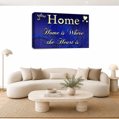 LR Home Love Quote Wall Art Picture – Blue & Cream Framed Canvas Print | Ready to Hang | Modern Wall Art for Living Room, Bedroom & Office