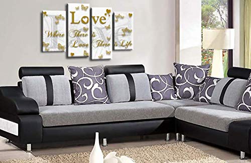 LR Love Quote Wall Art Picture Gold White Family Framed Split Panel Print Ready to Hang