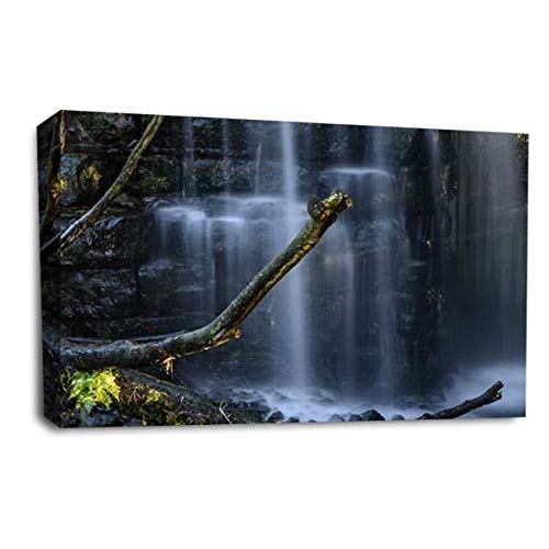 LR Waterfall Forest Wall Art Picture Landscape Trees Framed Canvas Panel Print Ready to Hang