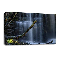 LR Waterfall Forest Wall Art Picture Landscape Trees Framed Canvas Panel Print Ready to Hang