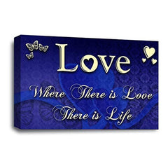 LR Love Quote Wall Art Picture – Blue & Cream Framed Canvas Print | Ready to Hang | Modern Wall Art for Living Room, Bedroom & Office