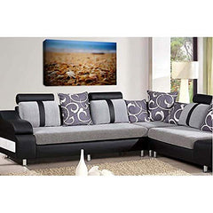 LR Sunset Beach Wall Art Canvas Picture Pebbles Seascape Framed Panel Print Ready to Hang