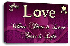 LR Love Quote Wall Art Canvas Purple Cream Framed Home Family Picture Print Ready to Hang
