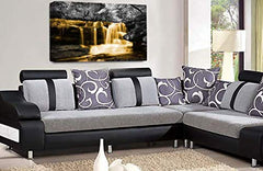 LR Orange Waterfall Canvas Wall Art Picture Forest Landscape Grey White Framed Print Ready to Hang
