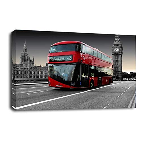 LR London Red Bus Wall Art Picture City Big Ben Framed Canvas Panel Print Ready to Hang