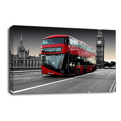 LR London Red Bus Wall Art Picture City Big Ben Framed Canvas Panel Print Ready to Hang