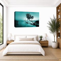 LR Seascape Wall Art Picture – Grey, Teal & Black Framed Canvas Print | Ready to Hang | Modern Wall Art for Living Room, Bedroom & Office