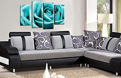 LR Floral Teal Rose Wall Art Picture Love Flower Home Canvas Split Panel Print Framed Ready to Hang
