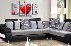 LR Red Love Heart Wall Art Picture Powder Grey White Abstract Quote Framed Canvas Split Panel Print