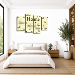 LR Love Quote Home Wall Art Picture – Cream & Brown Framed 4 Panel Split Canvas Print | Ready to Hang | Modern Wall Art for Living Room, Bedroom & Office