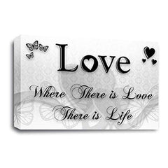 LR Love Quote Wall Art Picture – Black & White Framed Canvas Print | Ready to Hang | Modern Wall Art for Living Room, Bedroom & Office