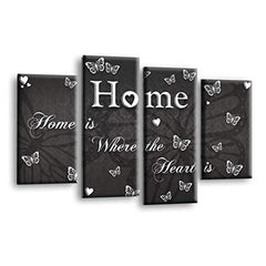LR Love Quote Home Wall Art Picture – Grey & White Framed 4 Panel Split Canvas Print | Ready to Hang | Modern Wall Art for Living Room, Bedroom & Office