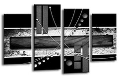 LR Abstract Wall Art Canvas Picture Black White Grey Stripes Home Framed Split Panel Print Ready to Hang
