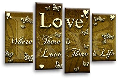 LR Love Quote Wall Art Picture Brown Cream Family Framed Split Panel Print Ready to Hang