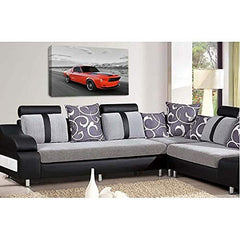 LR Ford Mustang Wall Art Picture Red Sports Car Framed Canvas Print Ready to Hang