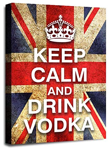 LR Keep Calm Wall Art Canvas Picture Drink Tea Red White Blue Union Jack Home Framed Panel Print Ready to Hang