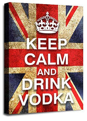 LR Keep Calm Wall Art Canvas Picture Drink Tea Red White Blue Union Jack Home Framed Panel Print Ready to Hang