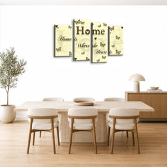 LR Love Quote Home Wall Art Picture – Cream & Brown Framed 4 Panel Split Canvas Print | Ready to Hang | Modern Wall Art for Living Room, Bedroom & Office