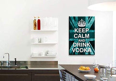 LR Keep Calm Wall Art Canvas Picture Drink Vodka Teal White Union Jack Home Framed Panel Print Ready to Hang