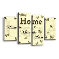 LR Love Quote Home Wall Art Picture – Cream & Brown Framed 4 Panel Split Canvas Print | Ready to Hang | Modern Wall Art for Living Room, Bedroom & Office