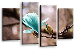 LR Floral Rose Wall Art Picture Teal Grey Flower Love Framed Canvas Split Panel Print Ready to Hang