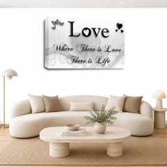 LR Love Quote Wall Art Picture – Black & White Framed Canvas Print | Ready to Hang | Modern Wall Art for Living Room, Bedroom & Office