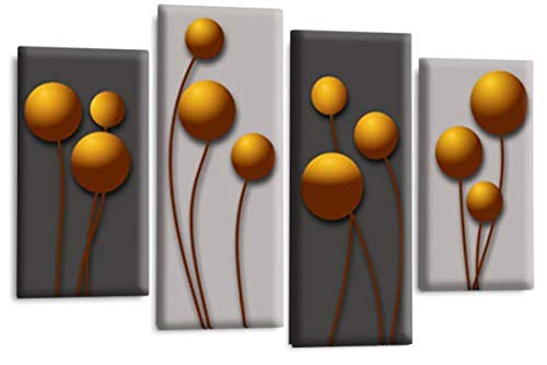 LR Orange Floral Rose Wall Art Picture Grey Abstract Flower Love Framed Split Panel Print Ready to Hang