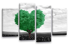 LR Floral Love Heart Wall Art Picture Abstract Tree Green Grey Flower Framed Split Print Ready to Hang