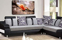 LR Floral Orange Rose Wall Art Picture – Grey & White Framed Canvas Print | Ready to Hang | Modern Wall Art for Living Room, Bedroom & Office