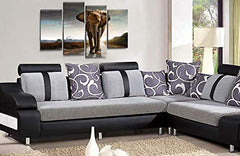 LR Elephant Sunset Wall Art Picture Brown Grey Animal Africa Framed Split Canvas Print Ready to Hang