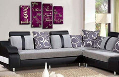 LR Love Quote Wall Art Picture Purple Cream Family Framed Split Panel Print Ready to Hang