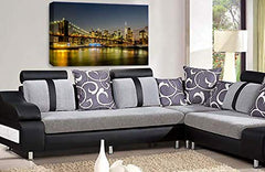 LR New York Skyline Wall Art Picture Brooklyn Bridge USA Framed Canvas Panel Print Ready to Hang