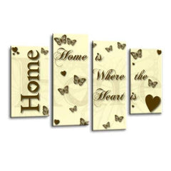 LR Love Quote Home Wall Art Picture – Cream & Brown Framed 4 Panel Split Canvas Print | Ready to Hang | Modern Wall Art for Living Room, Bedroom & Office