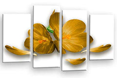LR Floral Rose Orchid Wall Art Picture Mustard White Flower Framed Canvas Split Print Ready to Hang
