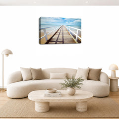 LR Sunset Beach Wall Art Picture – Seascape Framed Canvas Print | Ready to Hang | Modern Wall Art for Living Room, Bedroom & Office