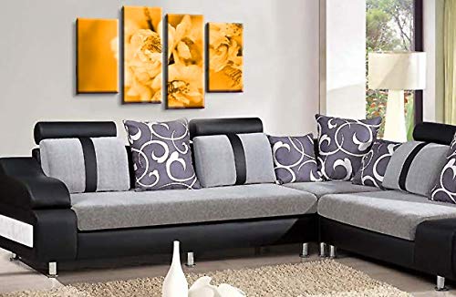 LR Floral Rose Wall Art Picture Orange Cream Spring Flower Framed Split Panel Canvas Print Ready to Hang