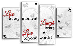 LR Live Laugh Wall Art Picture Red White Love Heart Home Framed Split Panel Print Ready to Hang
