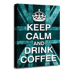 LR Keep Calm Wall Art Picture – Teal & White Typography Framed Canvas Print | Ready to Hang | Modern Wall Art for Living Room, Bedroom & Office