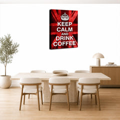 LR Keep Calm Wall Art Picture – Red & White Typography Framed Canvas Print | Ready to Hang | Modern Wall Art for Living Room, Bedroom & Office