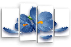 LR Floral Rose Orchid Wall Art Picture Blue White Flower Framed Canvas Split Print Ready to Hang