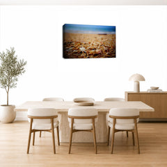 LR Sunset Beach Wall Art Picture – Seascape Framed Canvas Print | Ready to Hang | Modern Wall Art for Living Room, Bedroom & Office
