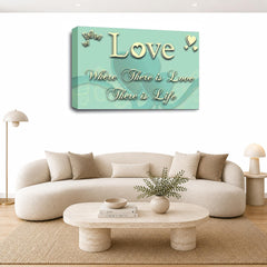 LR Love Quote Wall Art Picture – Cream & Duck Egg Framed Canvas Print | Ready to Hang | Modern Wall Art for Living Room, Bedroom & Office