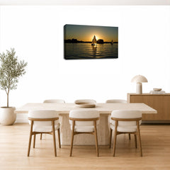 LR Sunset Beach Wall Art Picture – Seascape Framed Canvas Print | Ready to Hang | Modern Wall Art for Living Room, Bedroom & Office