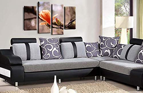 LR Floral Rose Wall Art Picture Orange Grey Flower Love Framed Canvas Split Panel Print Ready to Hang