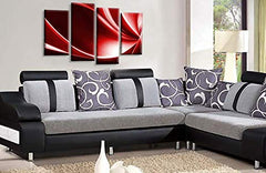 LR Abstract Wall Art Print Red Black White Stripes Swirls Framed Split Panel Picture Ready to Hang