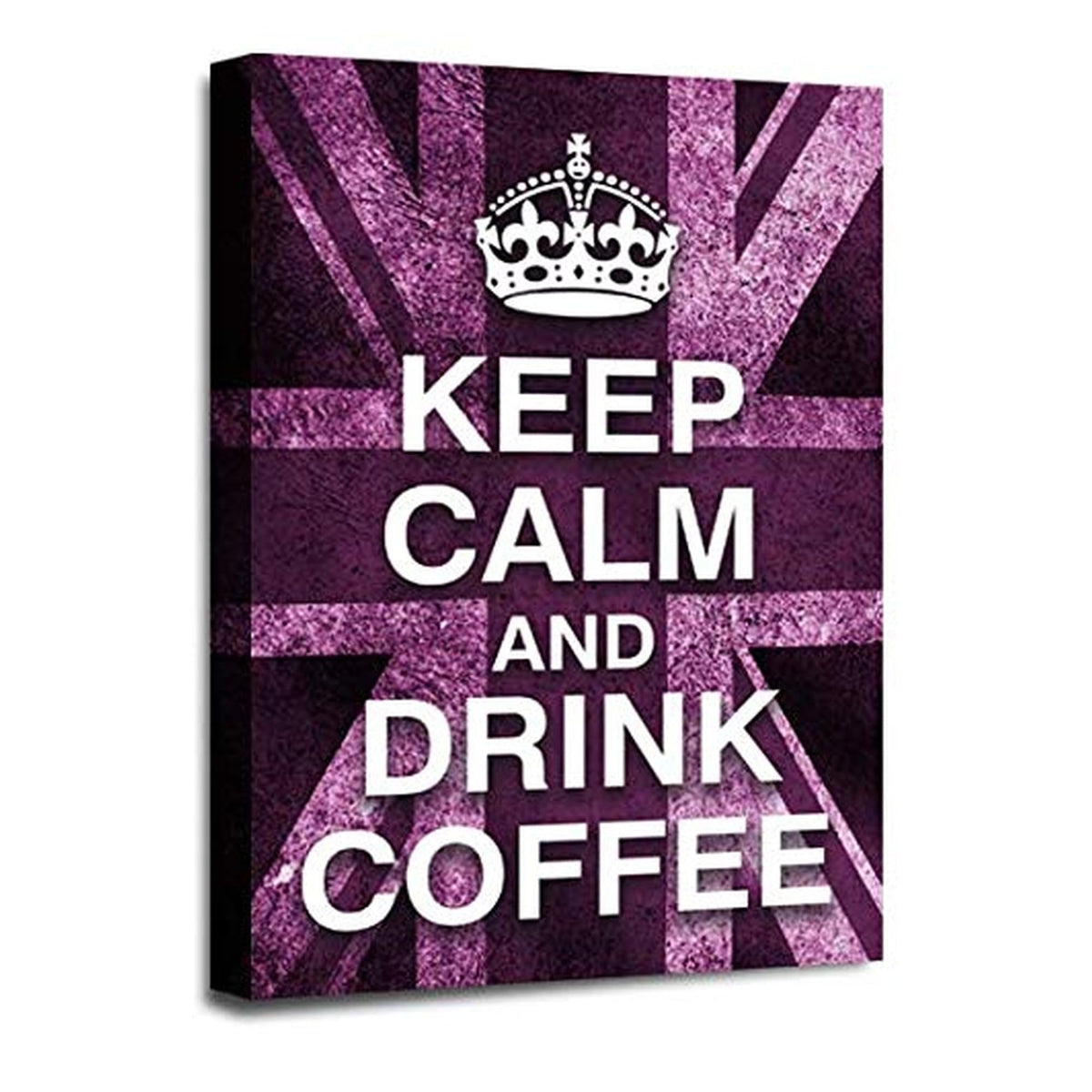 LR Keep Calm Wall Art Picture – Purple & White Typography Framed Canvas Print | Ready to Hang | Modern Wall Art for Living Room, Bedroom & Office
