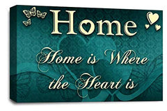 LR Home Love Quote Wall Art Picture – Teal & Cream Framed Canvas Print | Ready to Hang | Modern Wall Art for Living Room, Bedroom & Office