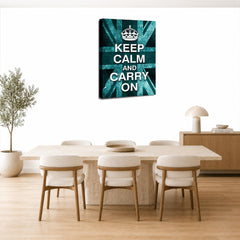 LR Keep Calm Wall Art Picture – Teal & White Typography Framed Canvas Print | Ready to Hang | Modern Wall Art for Living Room, Bedroom & Office
